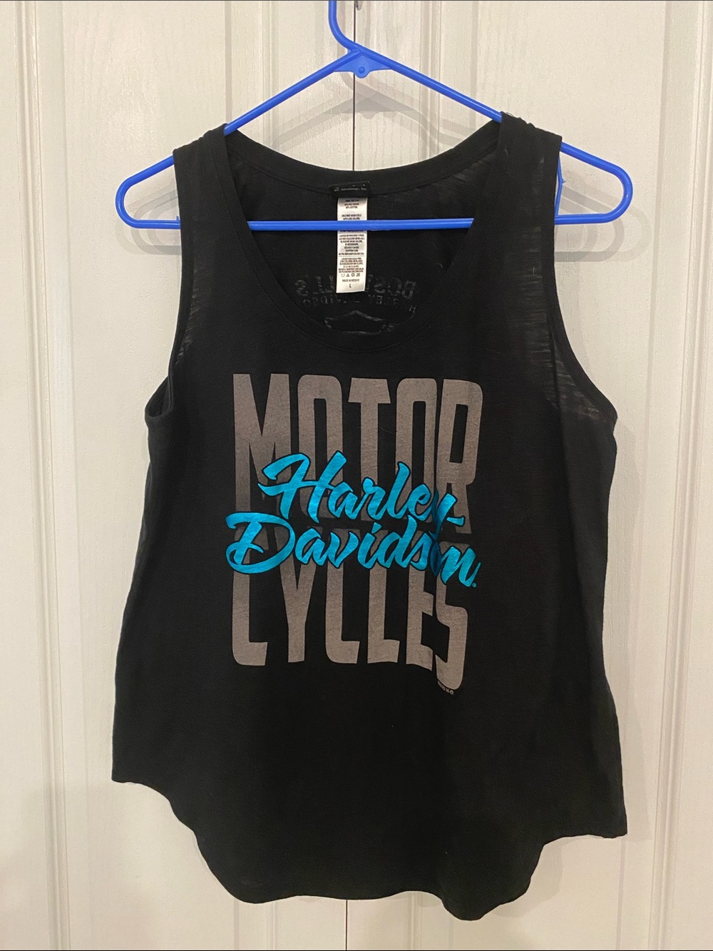 Sz L Harley-Davidson Black Tank Top with Teal Logo